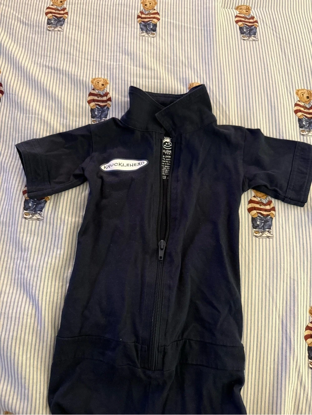 Knuckleheads Little Threads Navy Infant Mechanics Overalls…18-24 Months